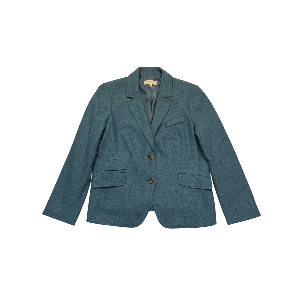 Talbots Petites Teal Wool Blend Peplum Back Preppy Old Money Blazer Size 14P